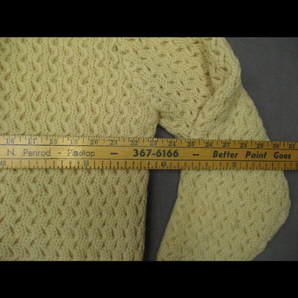 vtg 70s JANTZEN Sweater Sz M Ivory Virgin Wool Chunky Knit USA Fishermans - Picture 8 of 9
